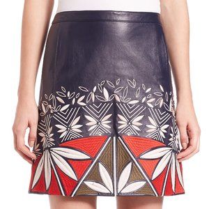 NWT Tory Burch Embroidered Leather Skirt
